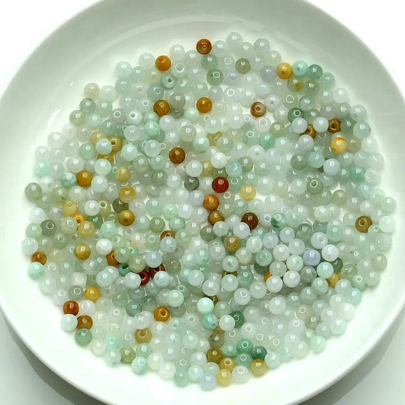 Diameter 3.5mm-4mm Natural Jade Beads Jadeite Mixed Colors Bead WBD16