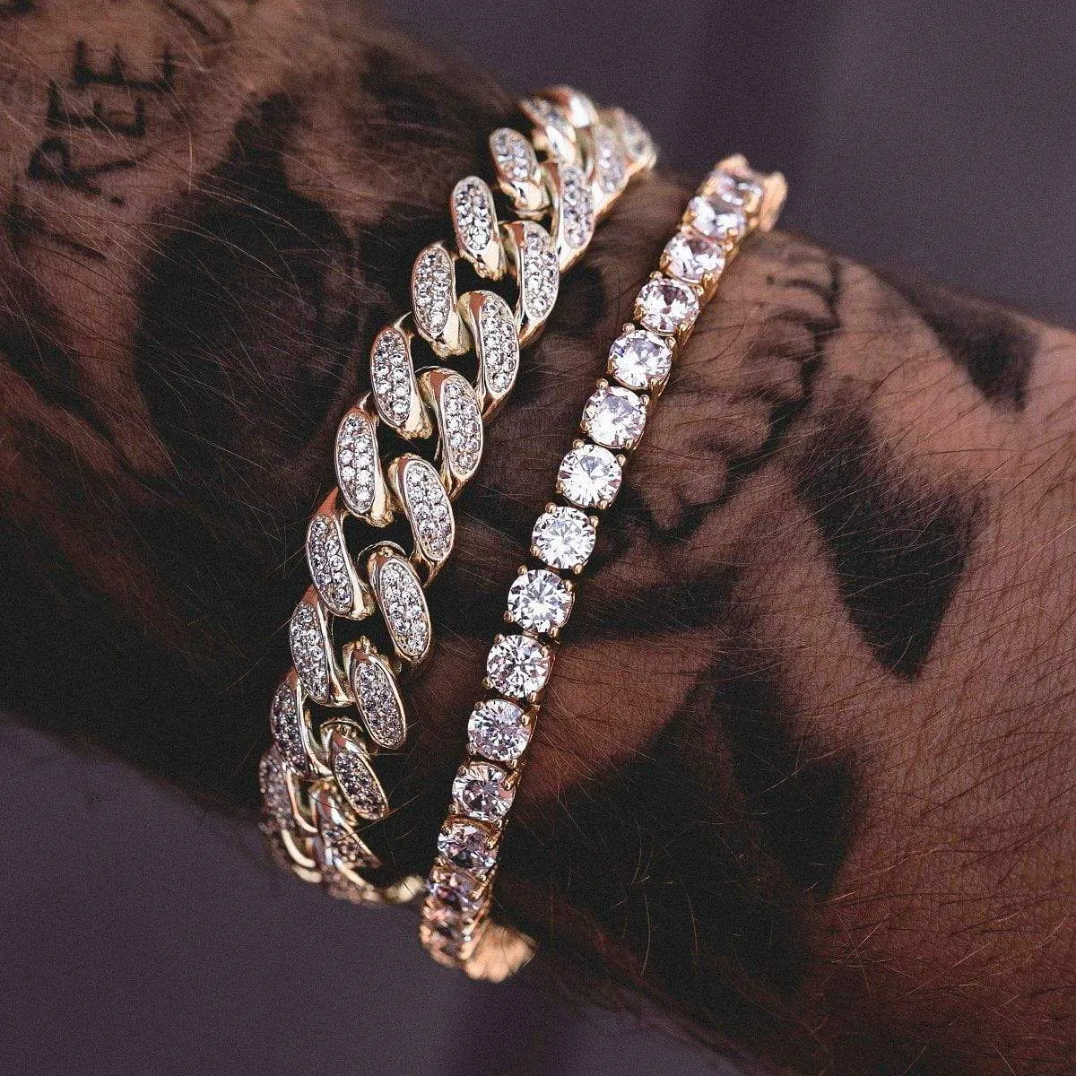 Diamond Cuban Link (10mm)   Tennis Bracelet Bundle