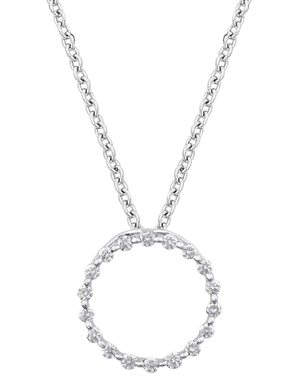 Diamond Pendant - 10ct White Gold Diamond Set Circle Slider Pendant - 784068