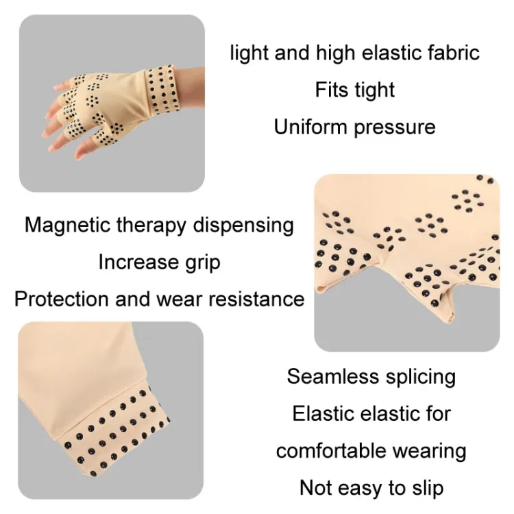 Dispensing Half Finger Non-slip Pressure Gloves Joint Training Sports Gloves, Free Size(Black Gold Dots)