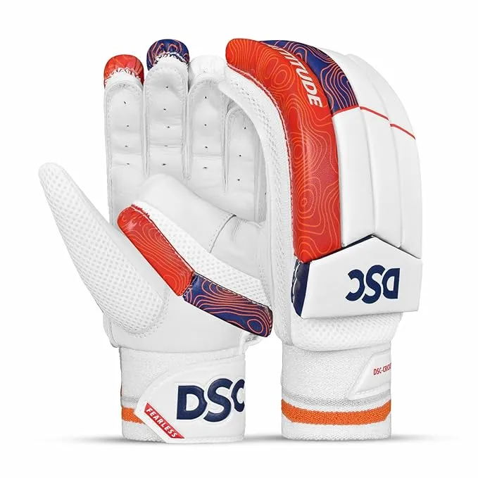 DSC Attitude Right-Hand Men’s Batting Gloves, Red/Blue/White – Premium Comfort, Protection & Superior Grip