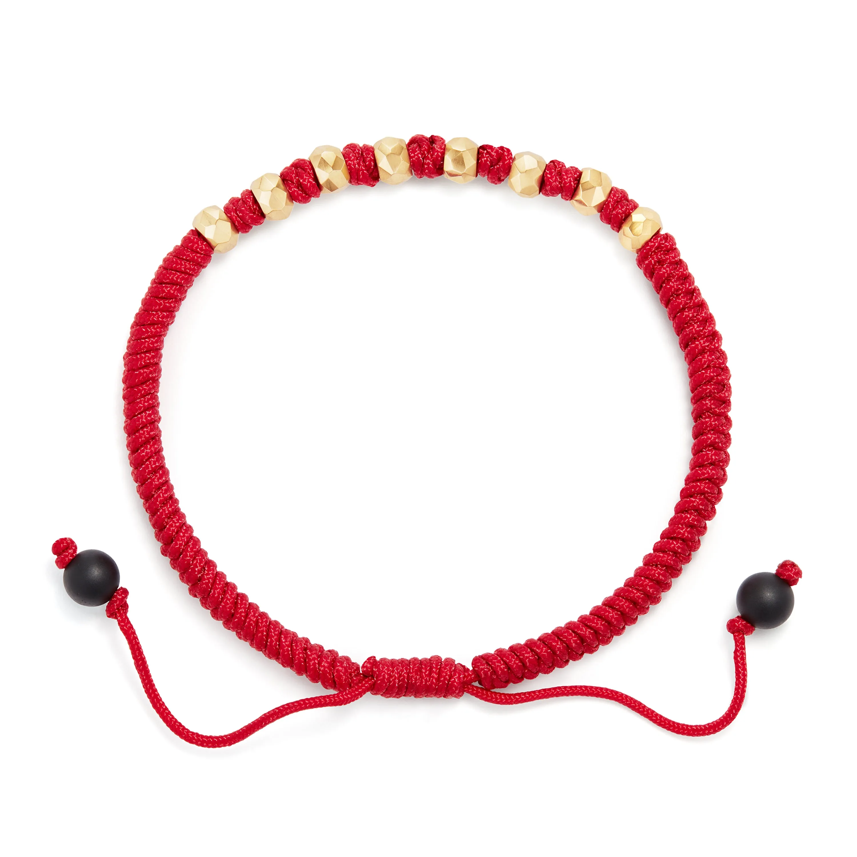 DY Fortune Woven Bracelet in Red with Black Onyx in 18K Gold