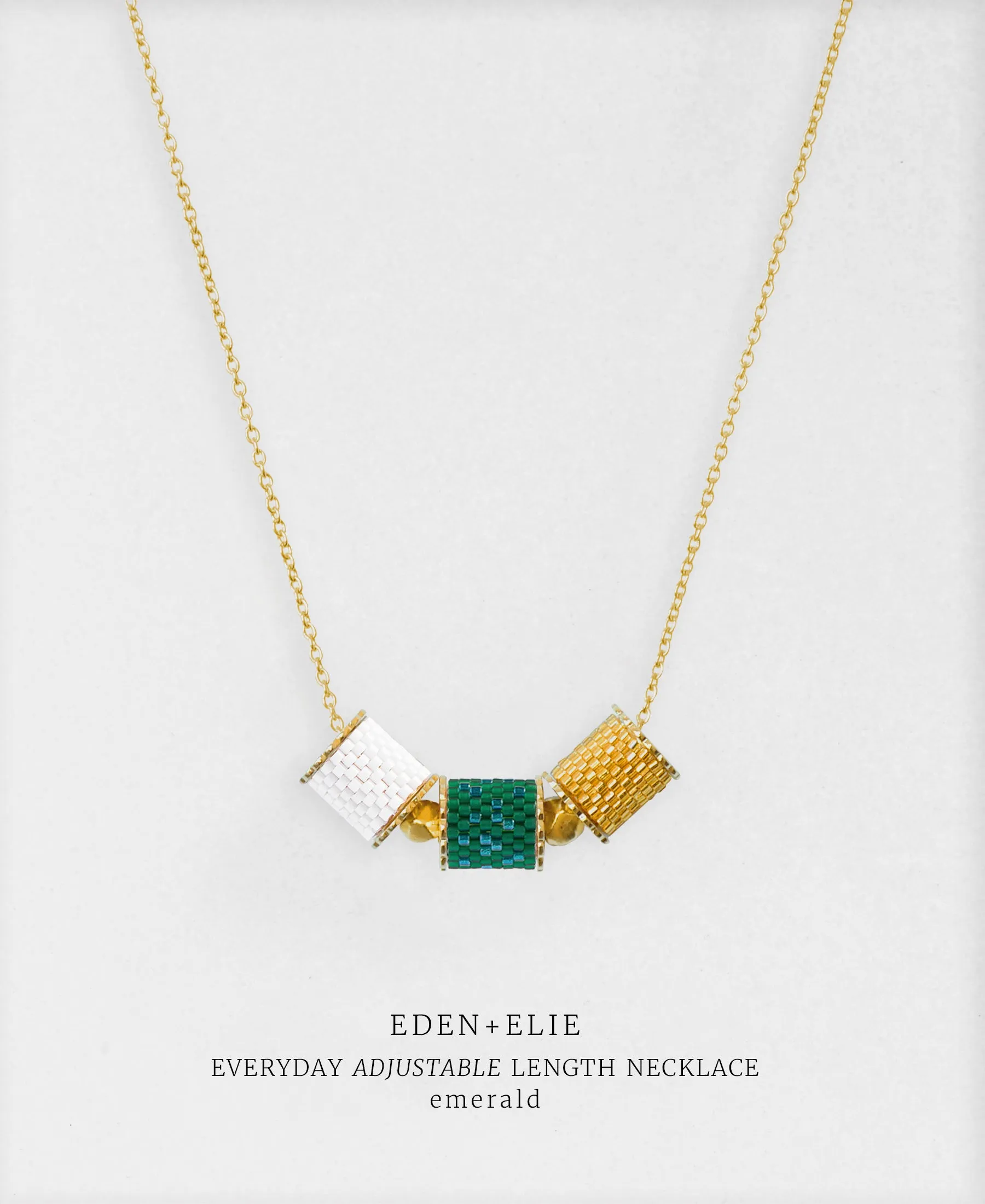 EDEN   ELIE Everyday Adjustable Length Necklace   Bangle Set - emerald green