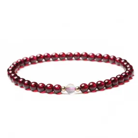 Elegant 14k Gold Garnet and Moonlight Stone Bracelet for Women