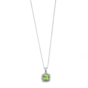 Elements White Gold Pendant Cushion Cut Peridot Pave Diamond GP708GZ475GN064