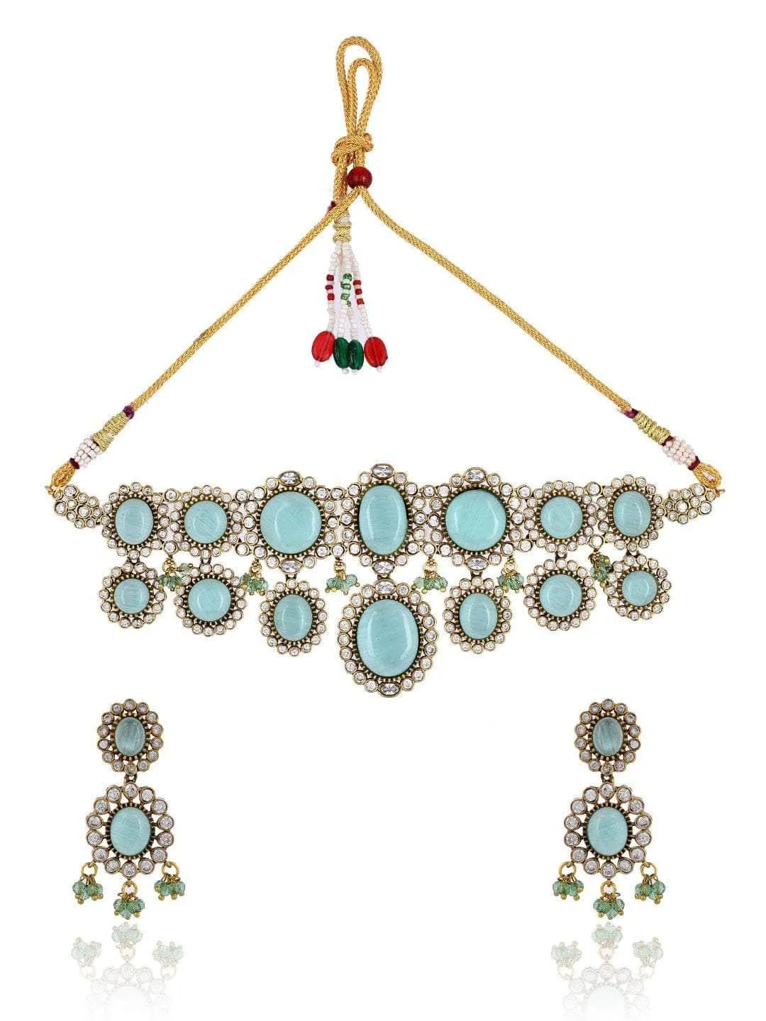 Emerald Green Kundan Pearl Necklace Set