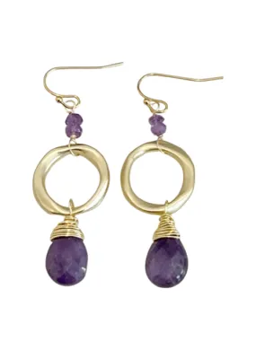 Emmi Amethyst & Gold Teardrop Earrings