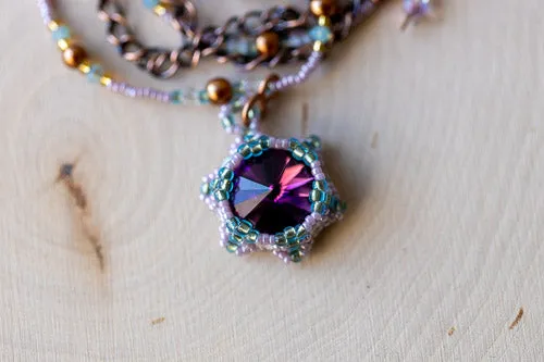 Em'z Blendz Lotus Flower Necklace | Handwoven Amethyst Crystal & Copper