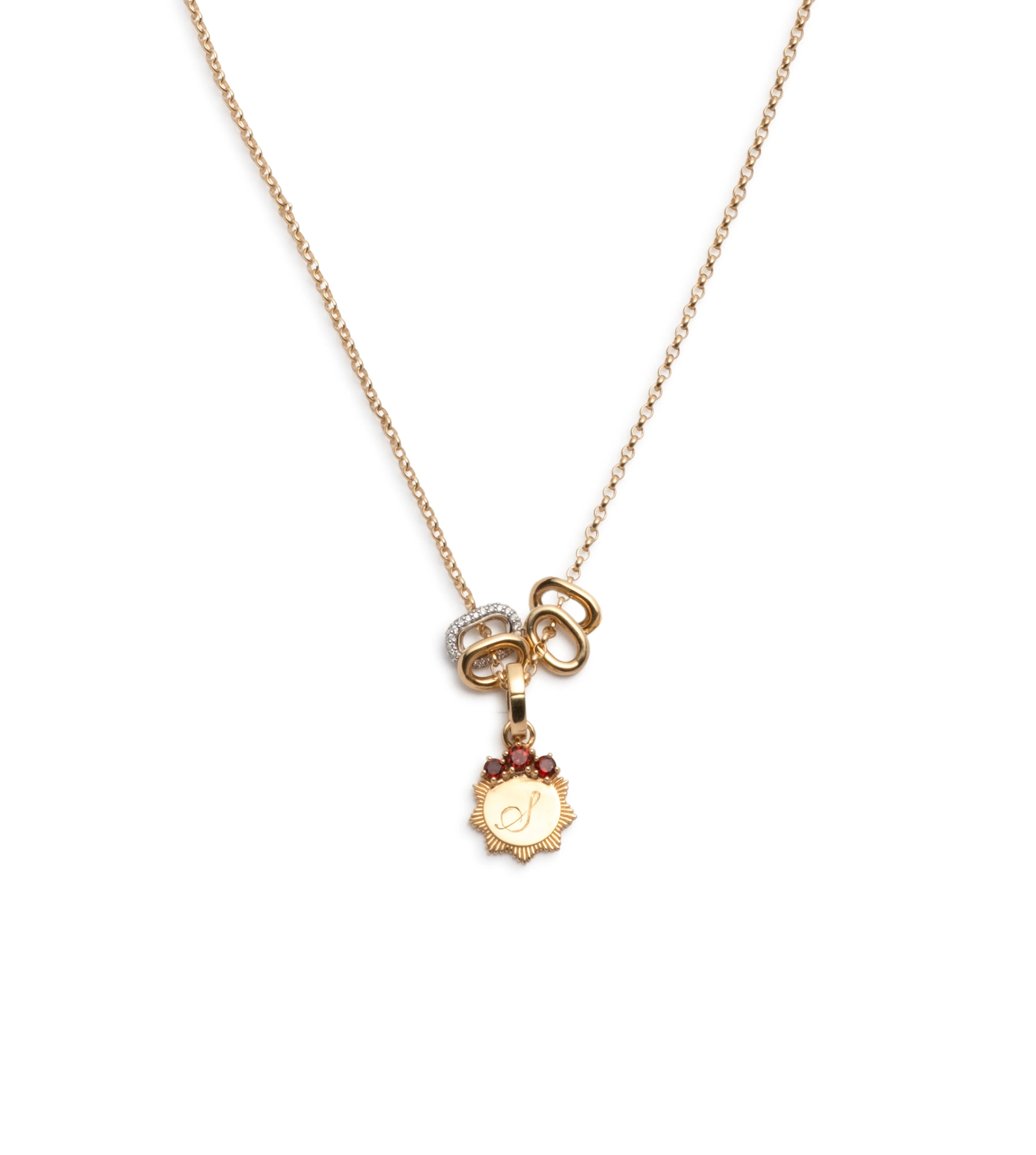 Engravable Birthstone Pendant : Fine Belcher Necklace