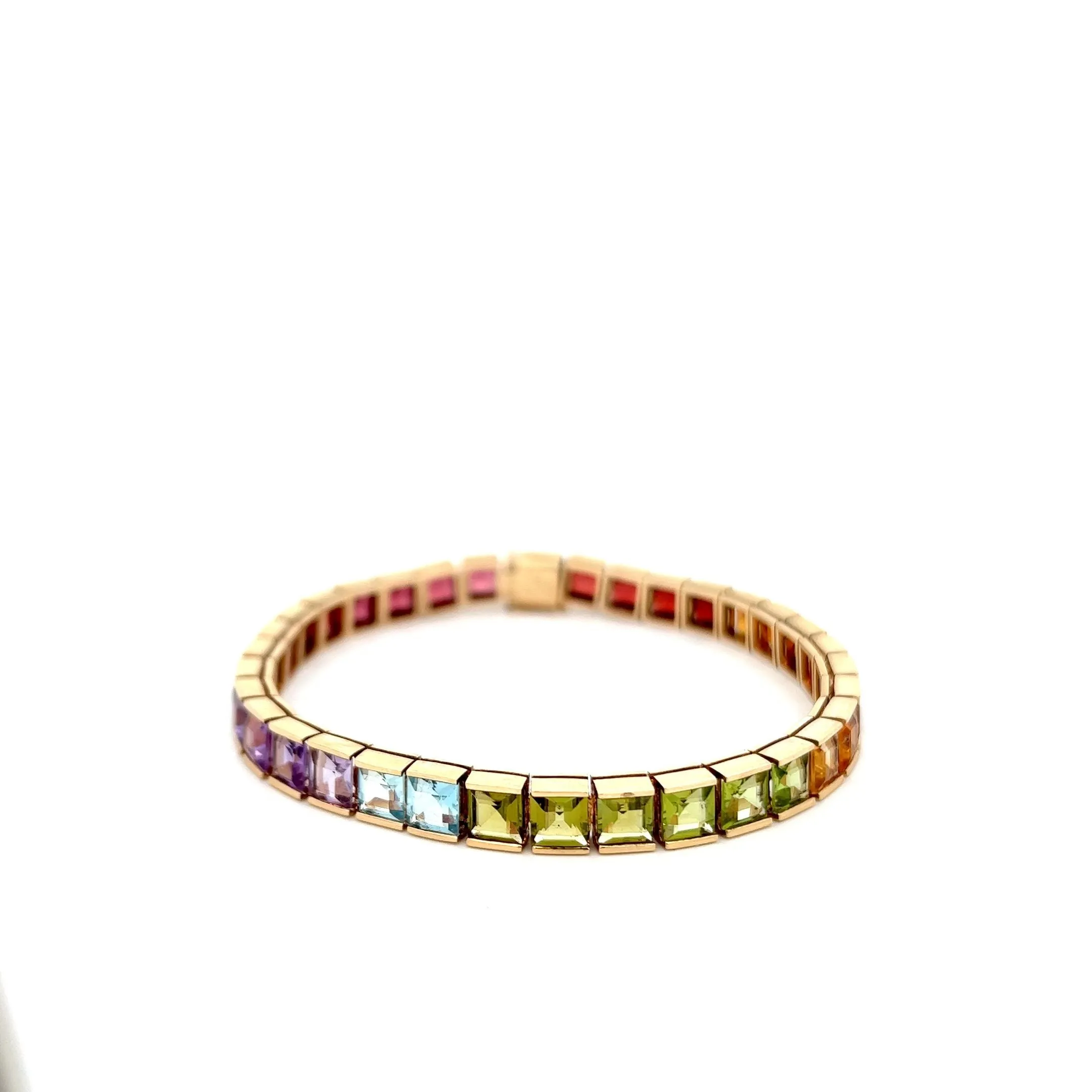 Estate 14KT Yellow Gold Amethyst, Blue Topaz, Garnet, Citrine And Peridot Bracelet