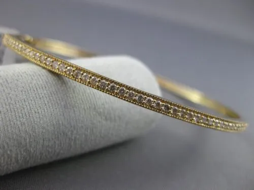 ESTATE .47CT DIAMOND 14KT YELLOW GOLD CLASSIC MILGRAIN FILIGREE BANGLE BRACELET