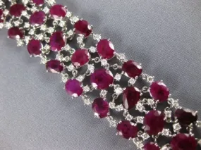 ESTATE LARGE 49.43CT DIAMOND & AAA RUBY 18KT WHITE GOLD FILIGREE TENNIS BRACELET