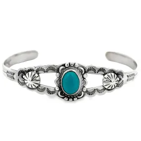 Estate Turquoise Cuff Bracelet in Sterling Silver