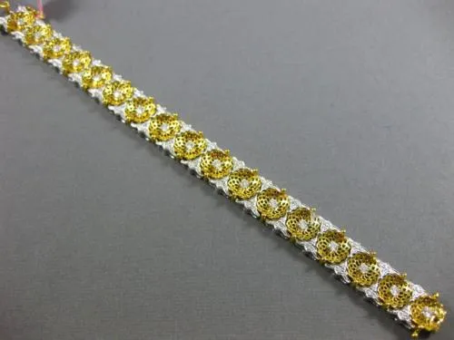 ESTATE WIDE & LONG 2.4CT DIAMOND 18K YELLOW GOLD FILIGREE FLOWER TENNIS BRACELET