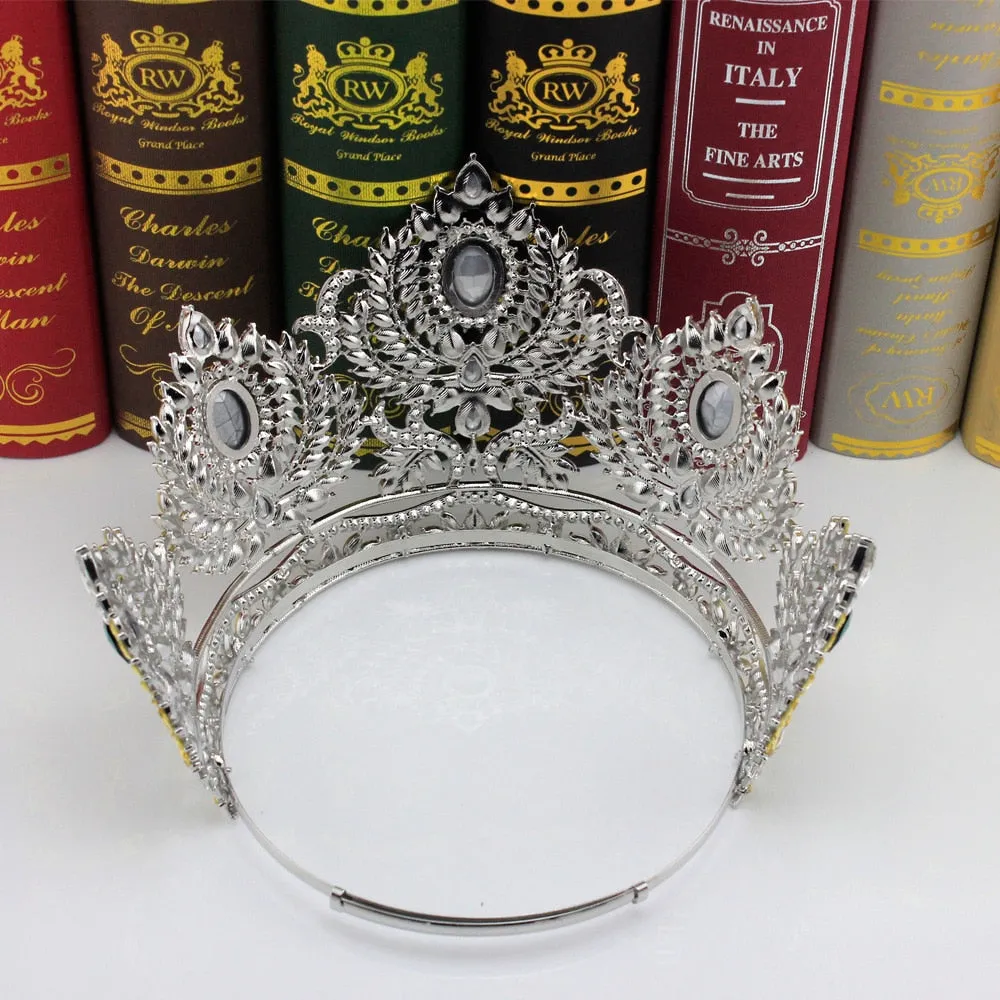 European Pageant Crystal Round Tiaras Crystal Beauty Pageant Accessories