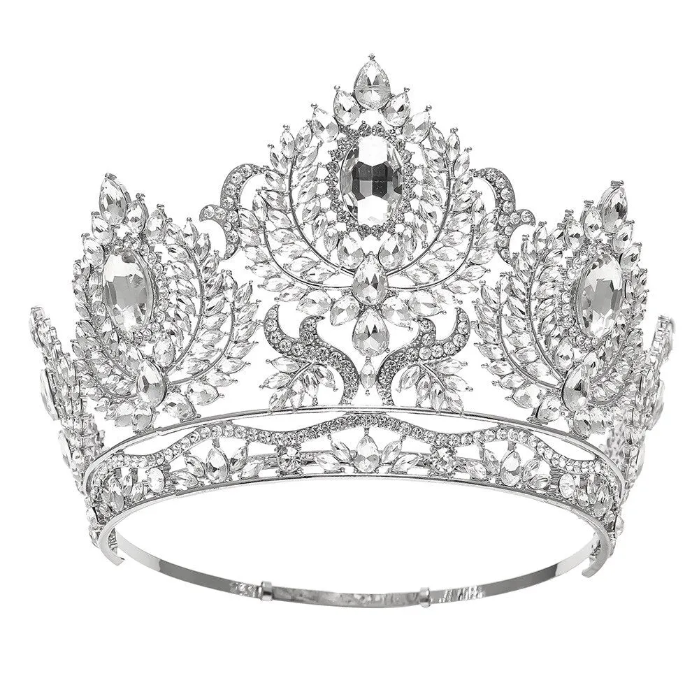 European Pageant Crystal Round Tiaras Crystal Beauty Pageant Accessories