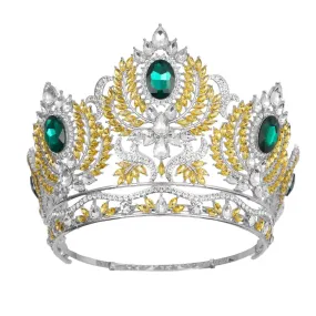 European Pageant Crystal Round Tiaras Crystal Beauty Pageant Accessories