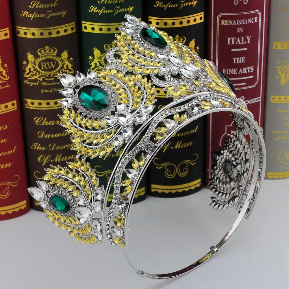 European Pageant Crystal Round Tiaras Crystal Beauty Pageant Accessories