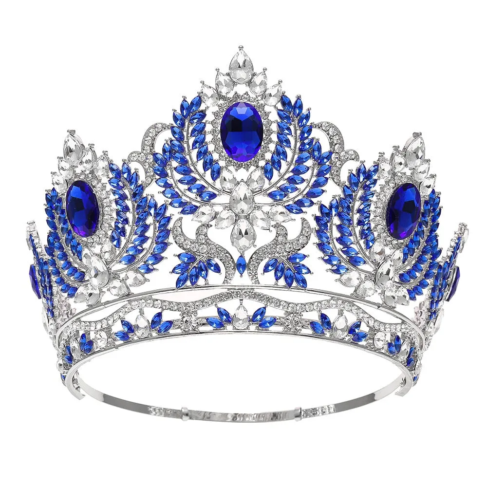 European Pageant Crystal Round Tiaras Crystal Beauty Pageant Accessories