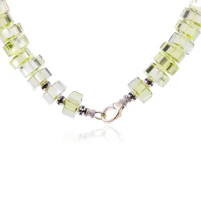 EXCLUSIVELY NINA 18K YELLOW GOLD FANCY CUT LEMON CITRINE BEAD NECKLACE WITH BLACK DIAMOND ROUNDELS