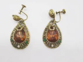 Exotic Vintage Egyptian Style Drop Earrings