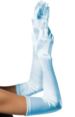 Extra Long Deluxe Blue Satin Costume Gloves