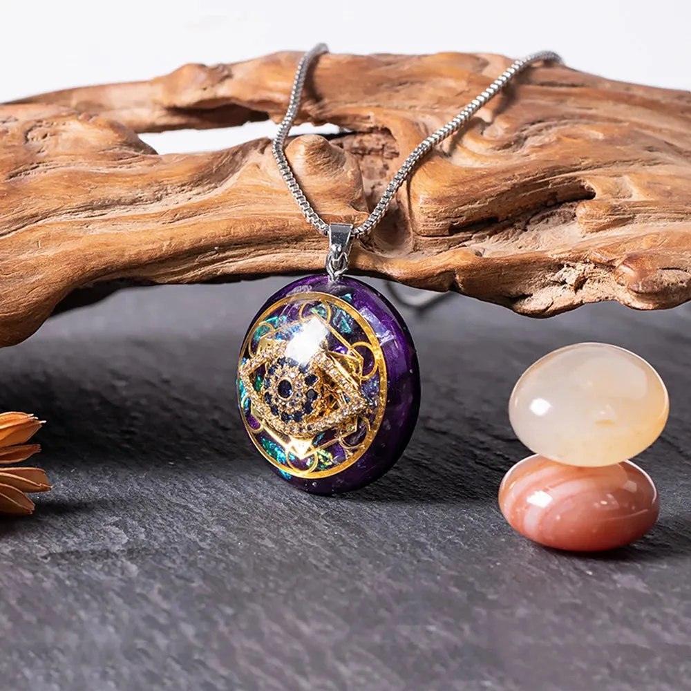 Eye Of Providence Necklace -  Copper Purple Resin Pendant