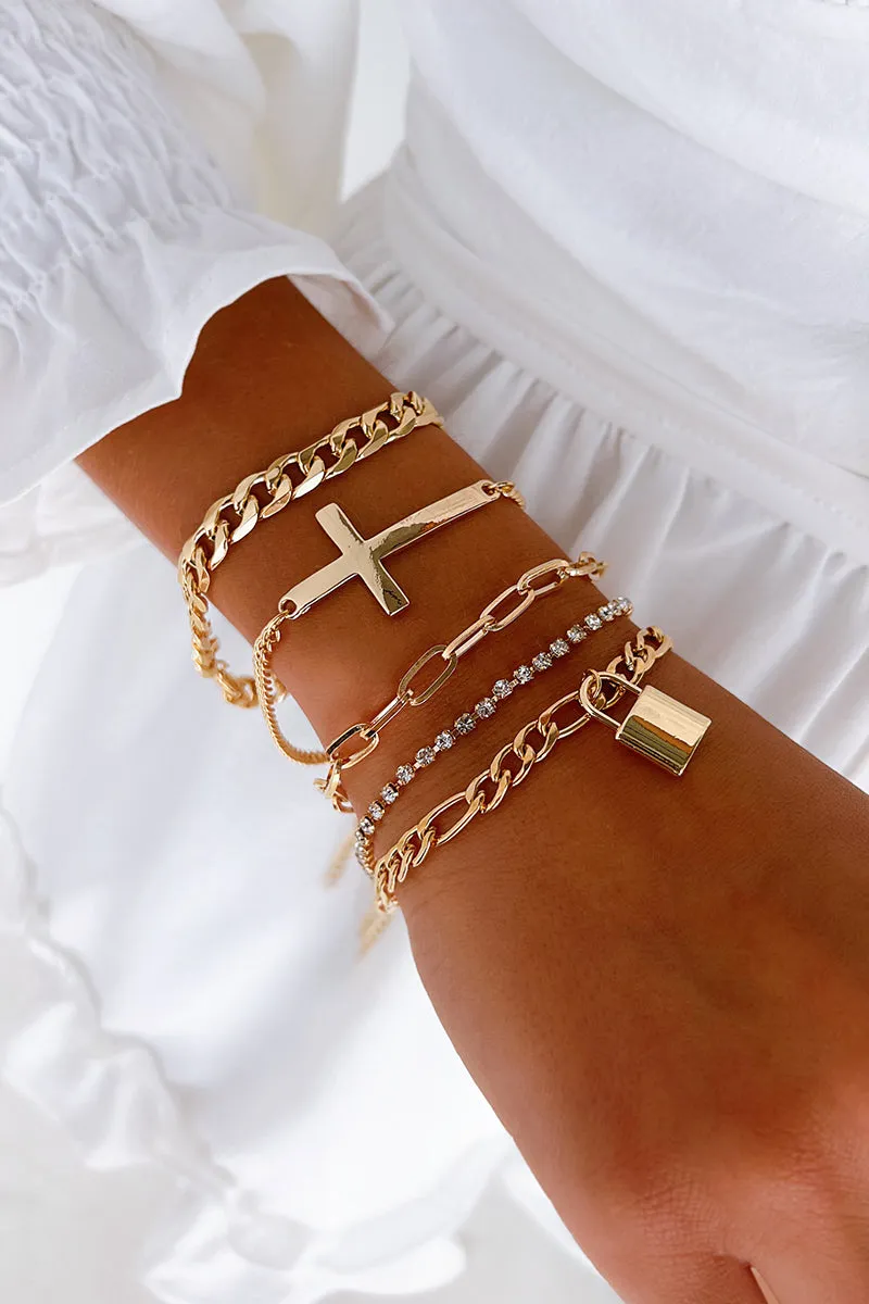 Faithfully Yours 5-Piece Bracelet Set (Gold)