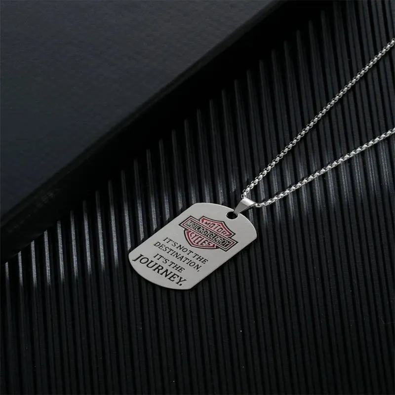 Fashion Military Style Four Row Letter Double Card Military Brand Necklace Men's Pendant Necklace Men's Chain Link Chain