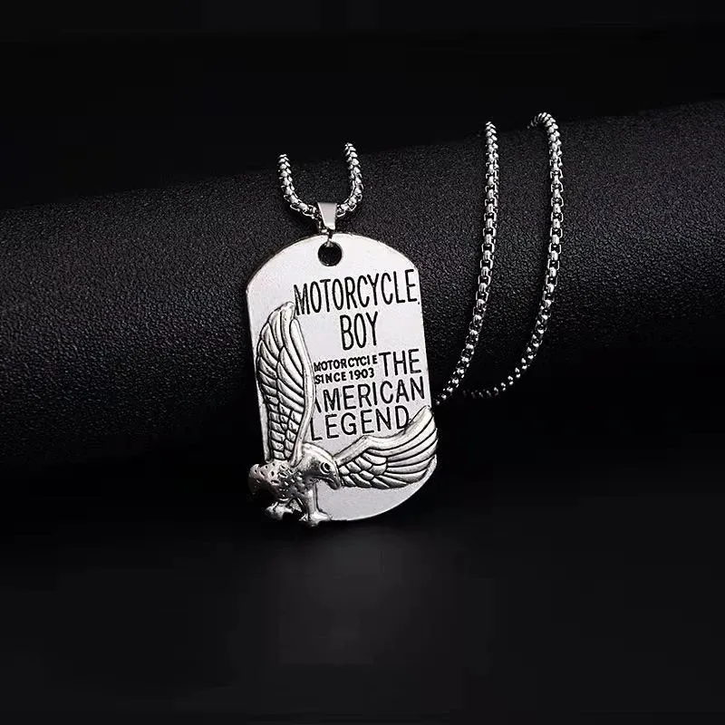 Fashion Military Style Four Row Letter Double Card Military Brand Necklace Men's Pendant Necklace Men's Chain Link Chain