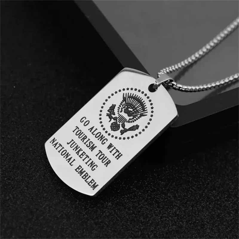 Fashion Military Style Four Row Letter Double Card Military Brand Necklace Men's Pendant Necklace Men's Chain Link Chain