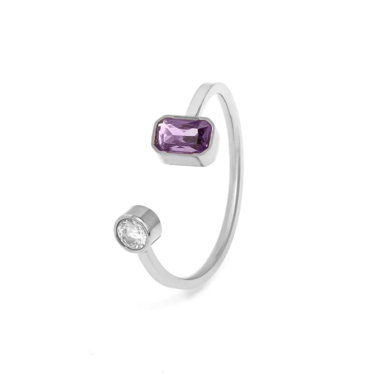 February Amethyst Birthstone Ring - Silver