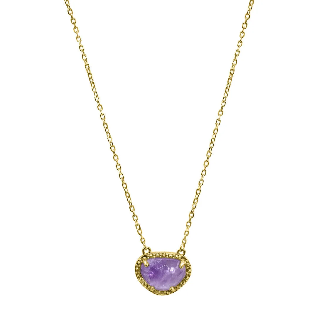 February Birthstone Necklace amethyst silver gold