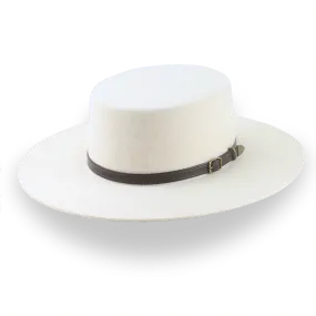 Flat Crown Wide Brim Bolero Hat In Ivory Wool Felt | The Galloper