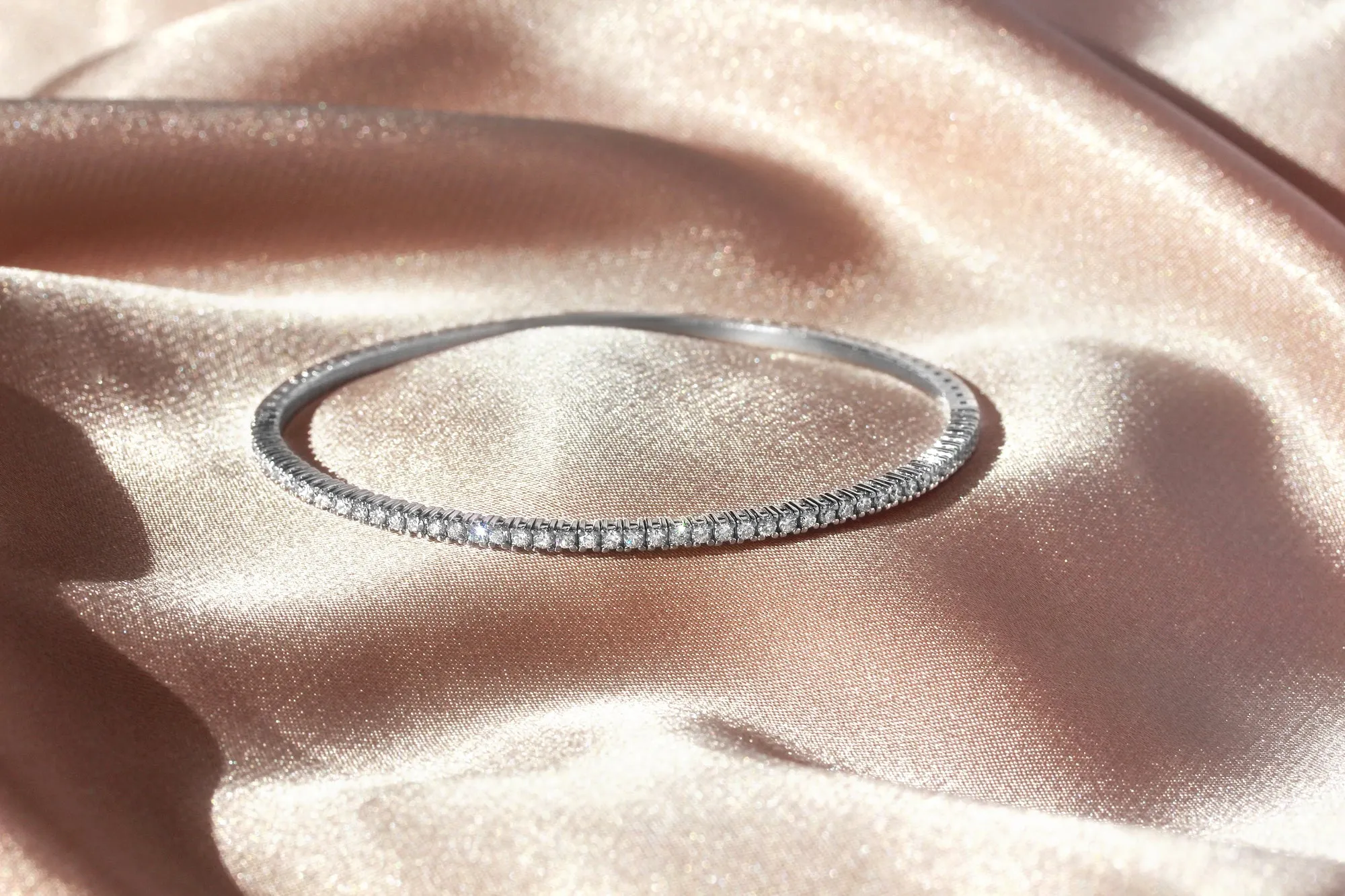 Flexible Diamond Half-Eternity Bangle