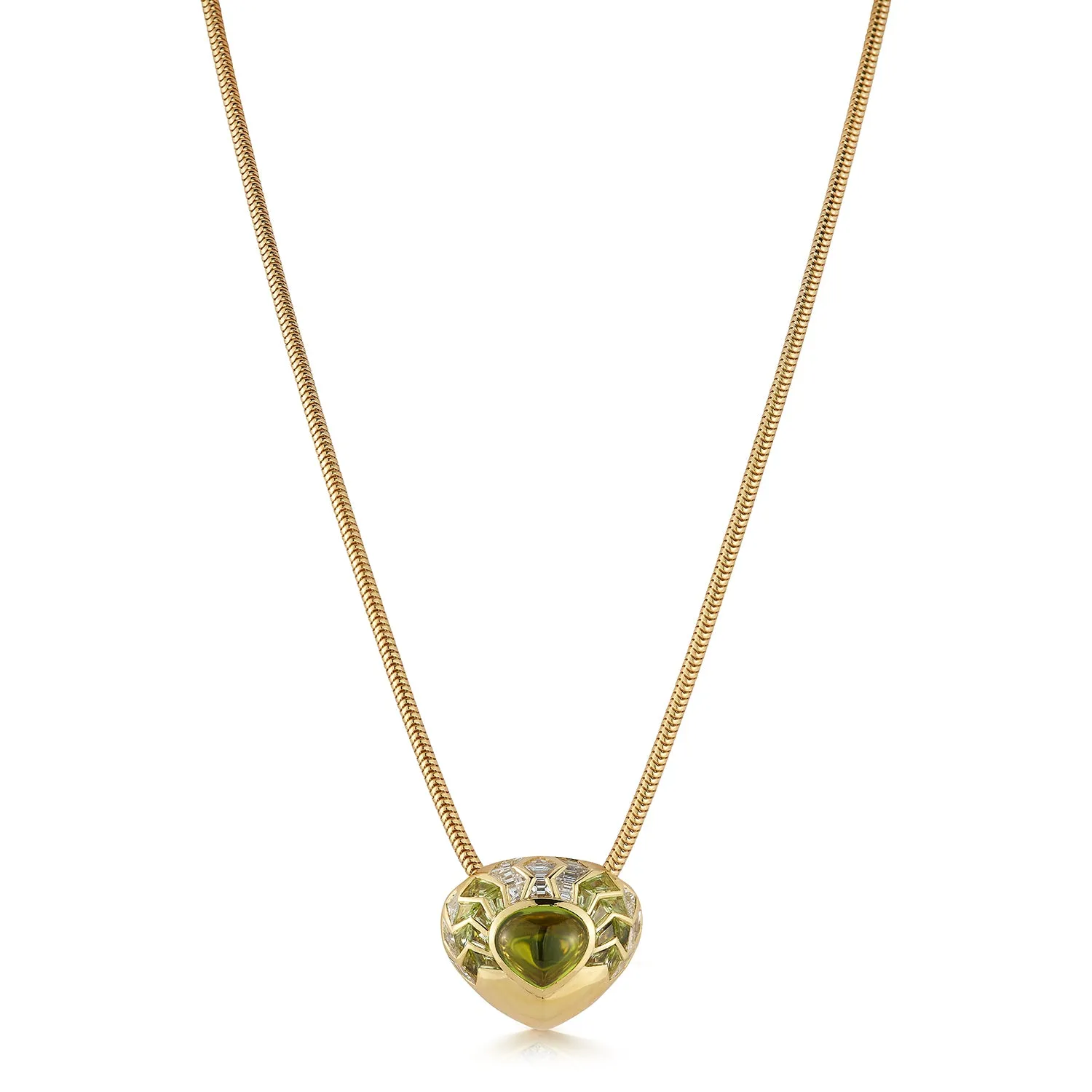 Flora Shield Necklace with Chartreuse Aura