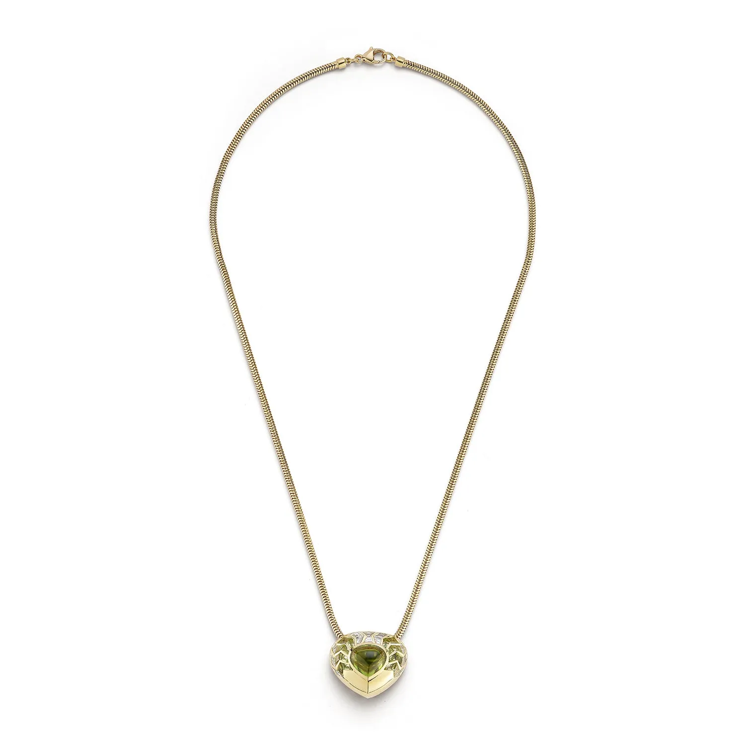 Flora Shield Necklace with Chartreuse Aura