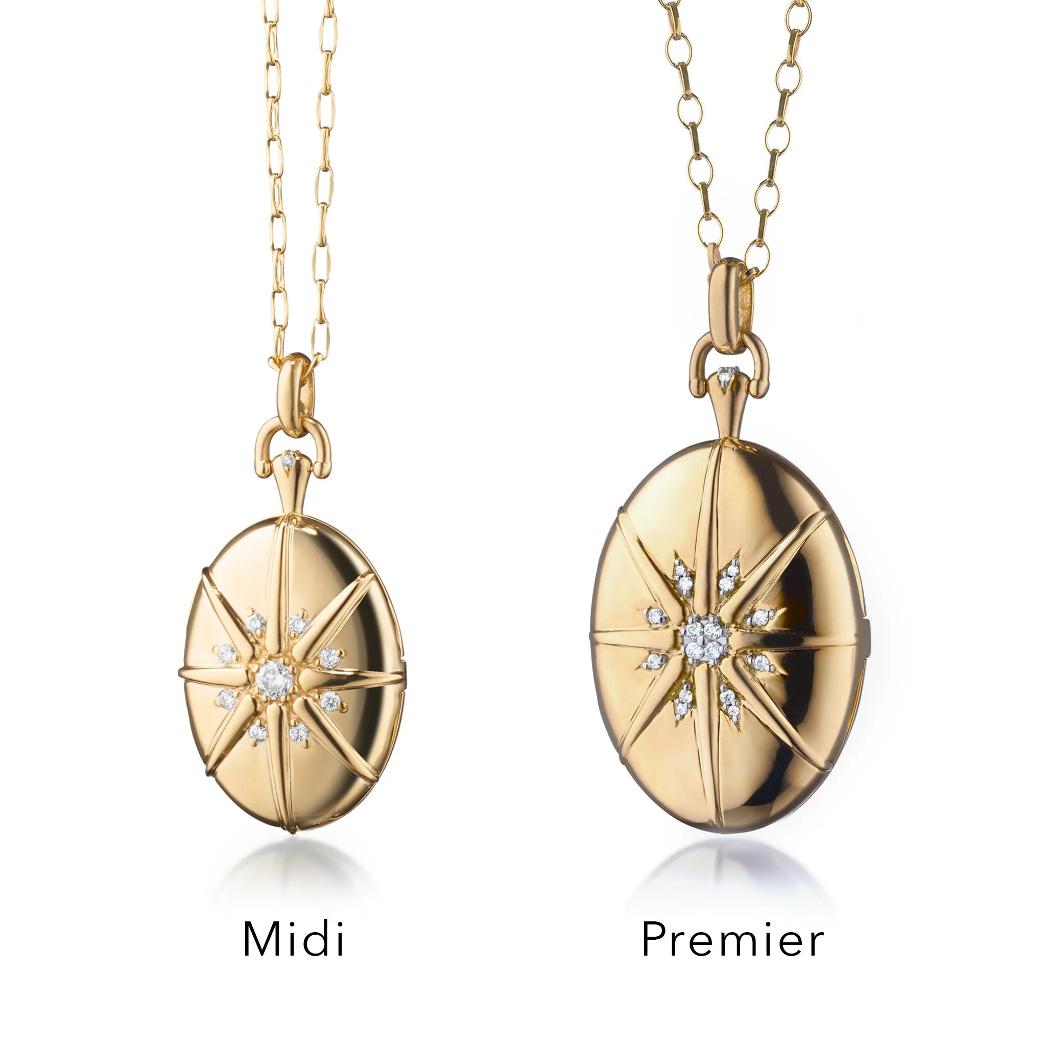 Four Image "Midi" 18K Gold Starburst Locket Necklace