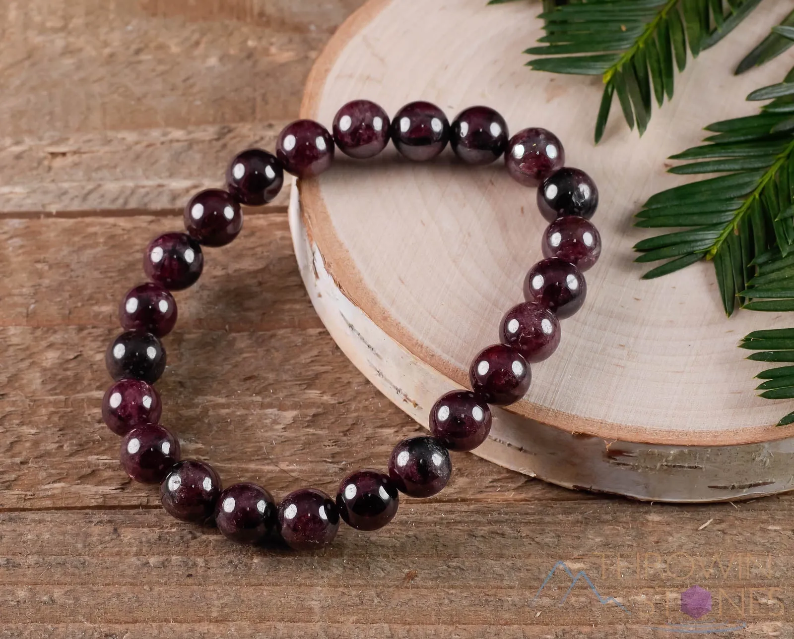 GARNET Crystal Bracelet - Round Beads - Beaded Bracelet, Birthstone Bracelet, Handmade Jewelry, Healing Crystal Bracelet, E0597