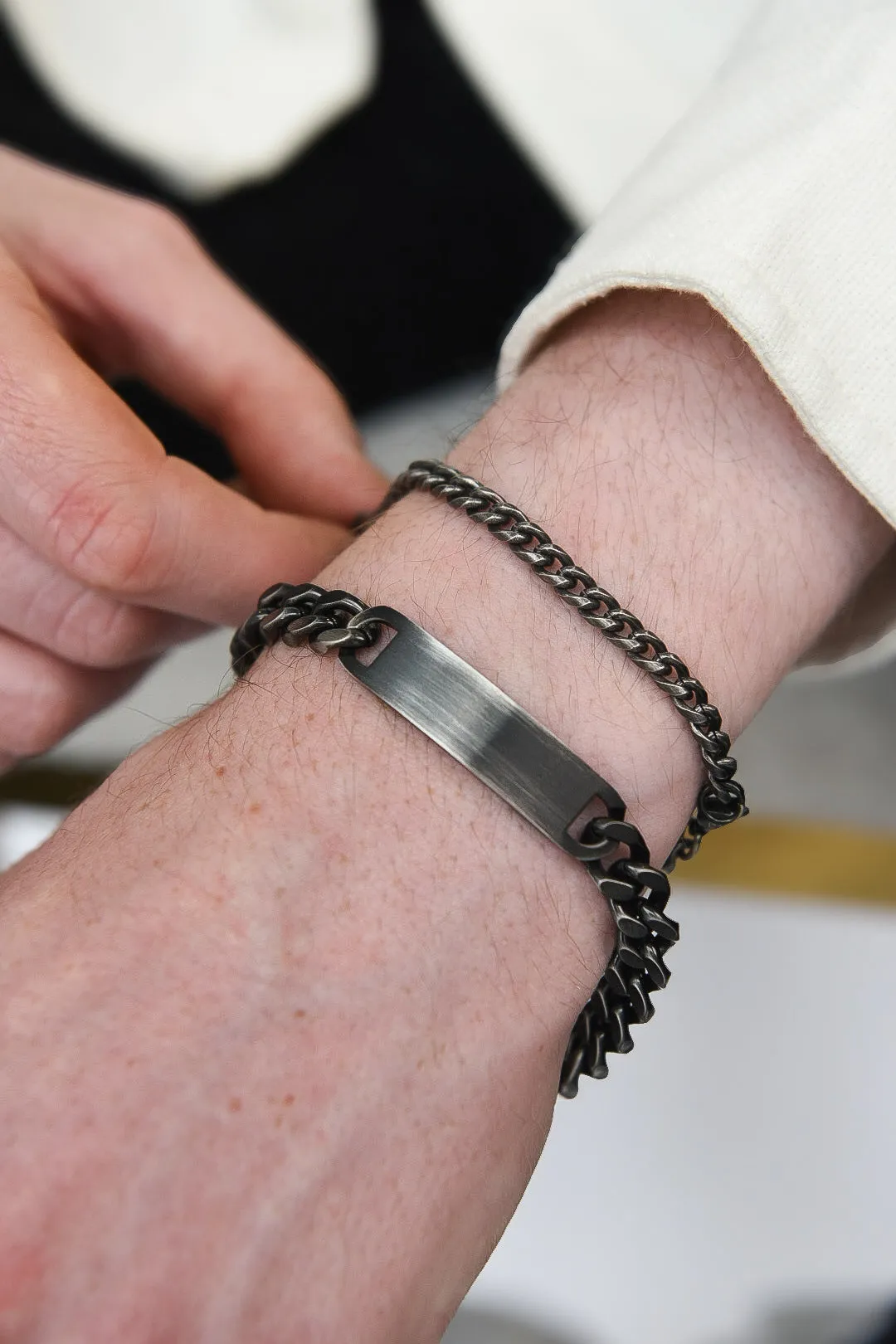 Gents Stainless Steel Black ID Bracelet