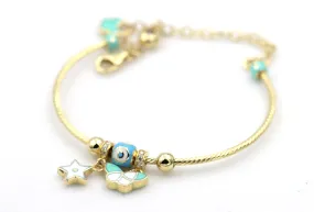 Genuine 14ct Yellow Gold Baby Bangle Charms, Star, Butterfly, Eye