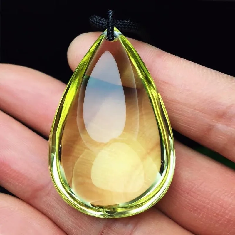 Genuine Golden Citrine Teardrop Pendant Necklace