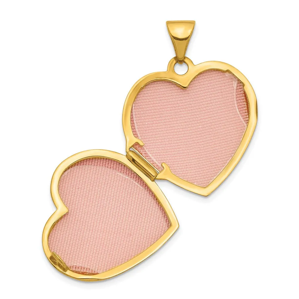 Gold 19mm Scroll Design Reversible Heart Locket Pendant - Model XL743