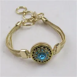 Gold Bangle Bracelet With Blue & Green Accent