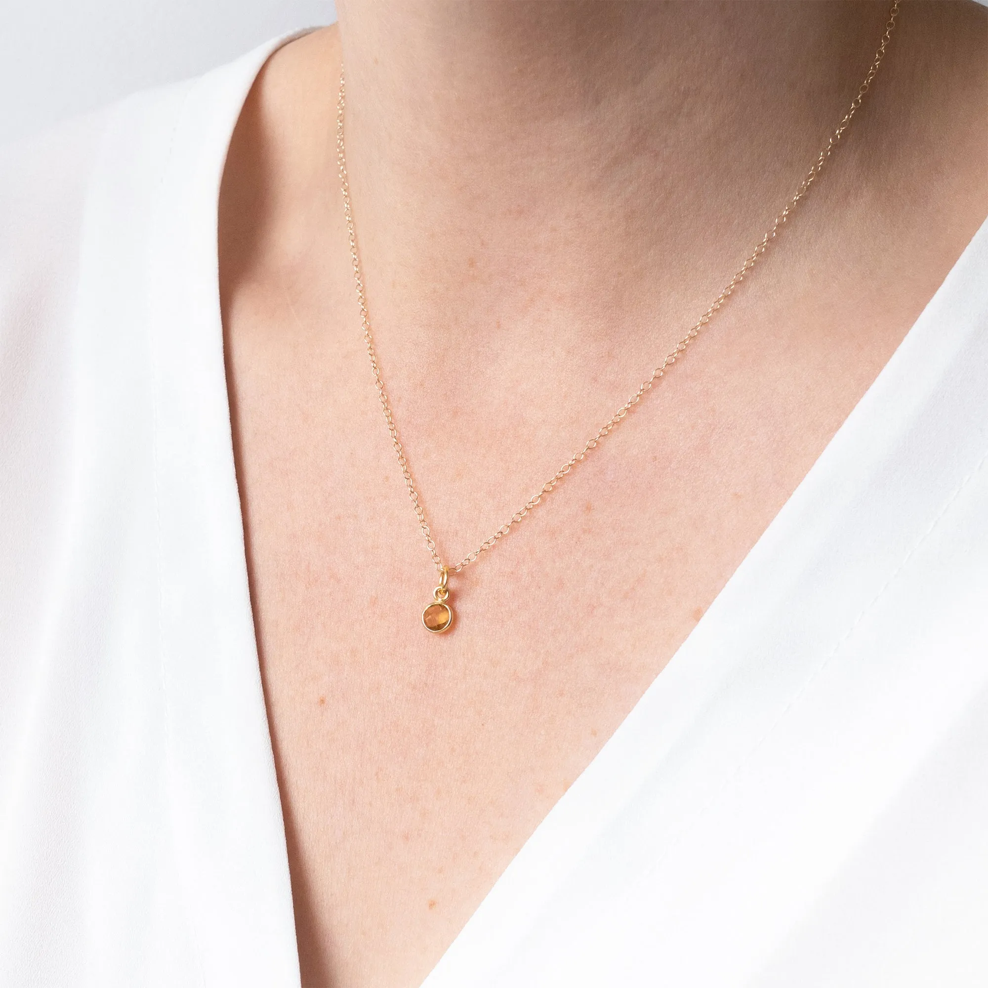 Gold Citrine November Birthstone Necklace