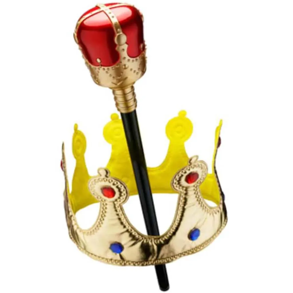 Gold Crown and Scepter with Red Orb