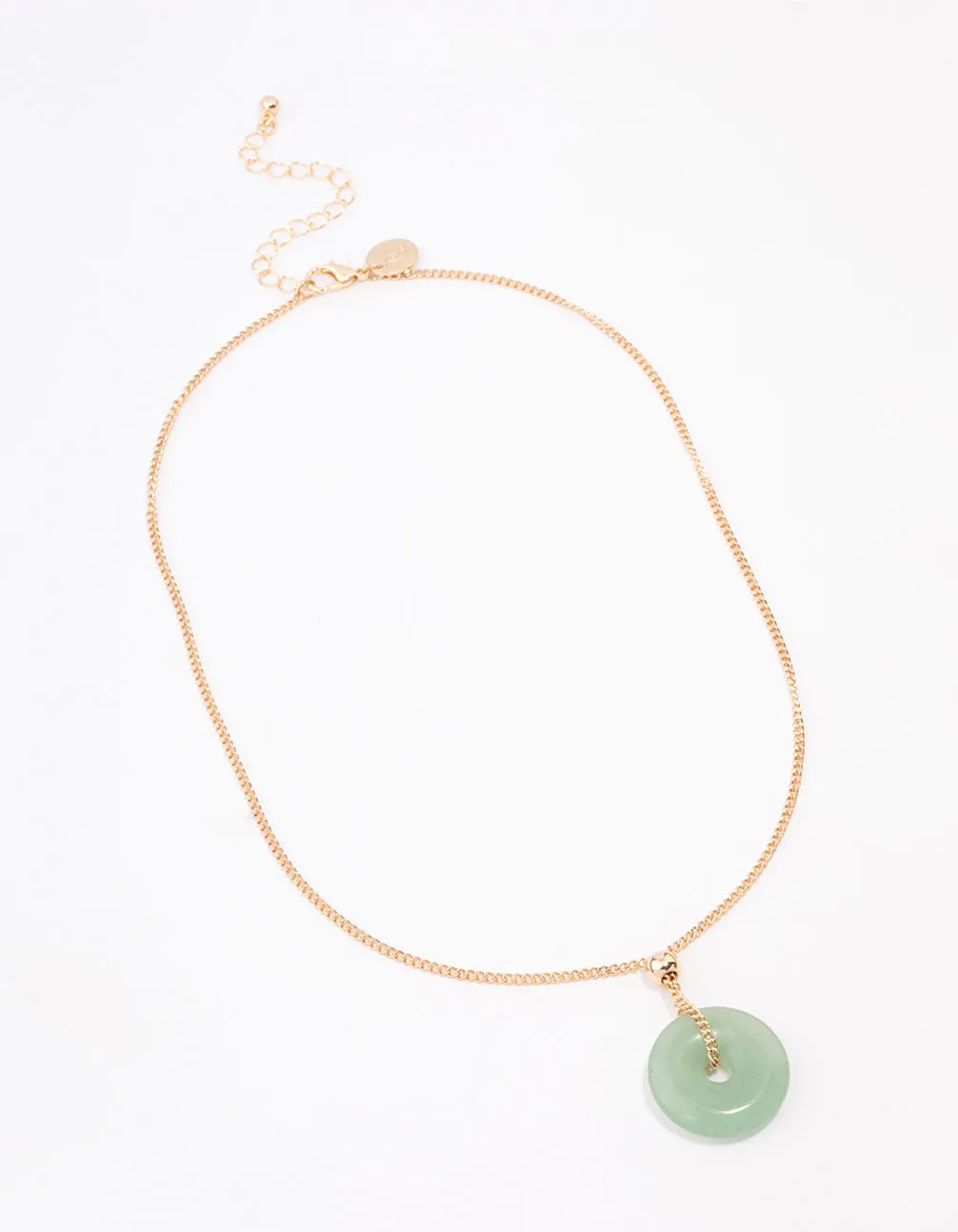 Gold Green Aventurine Choker Pendant Necklace