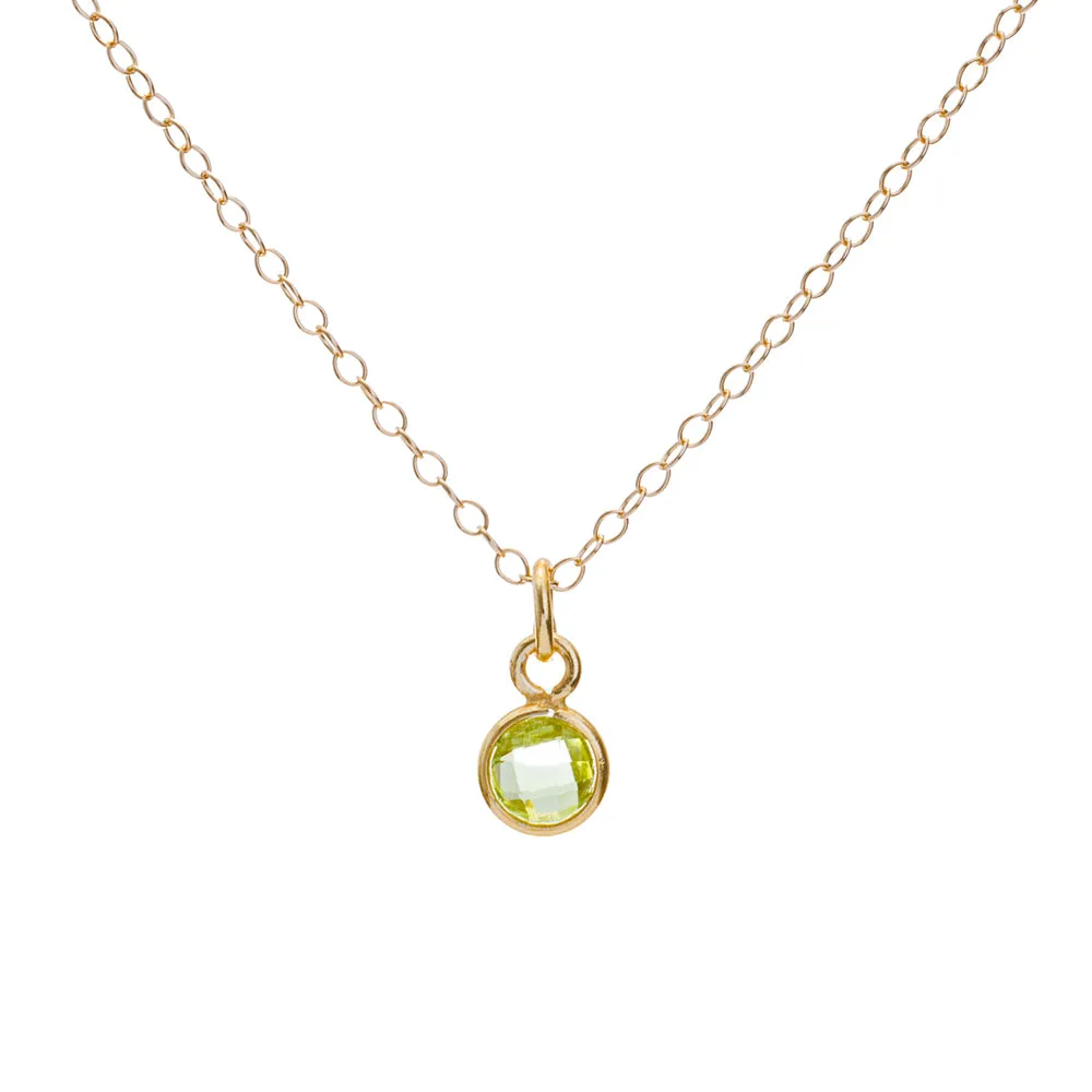 Gold Peridot August Birthstone Necklace