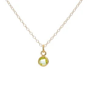 Gold Peridot August Birthstone Necklace