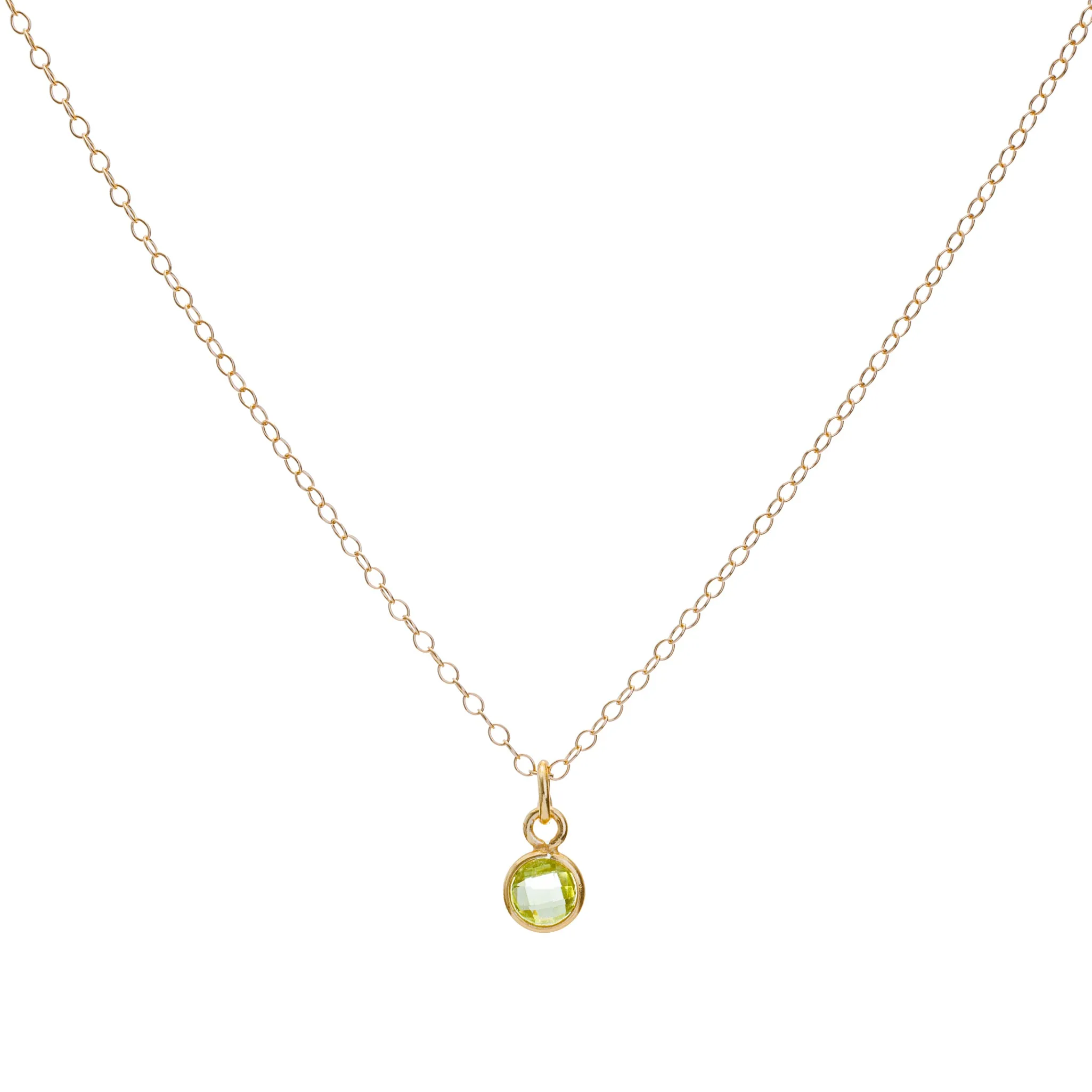 Gold Peridot August Birthstone Necklace